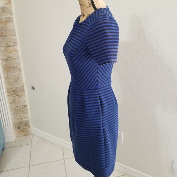 MADEWELL blue and black striped dress size 2 layered tucks - Picture 3 of 5